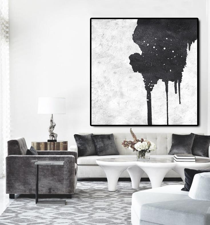 Minimal Black and White Painting #MN11A - Click Image to Close